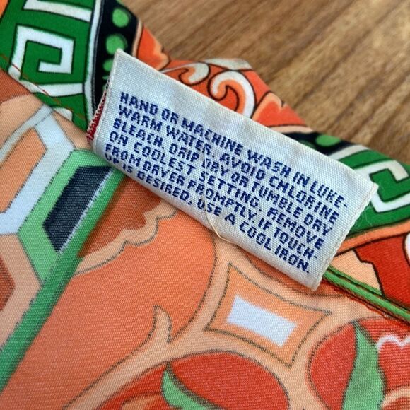 Pykettes Vintage Orange and Green Paisley Button-down 60s 70s - Picture 3 of 5